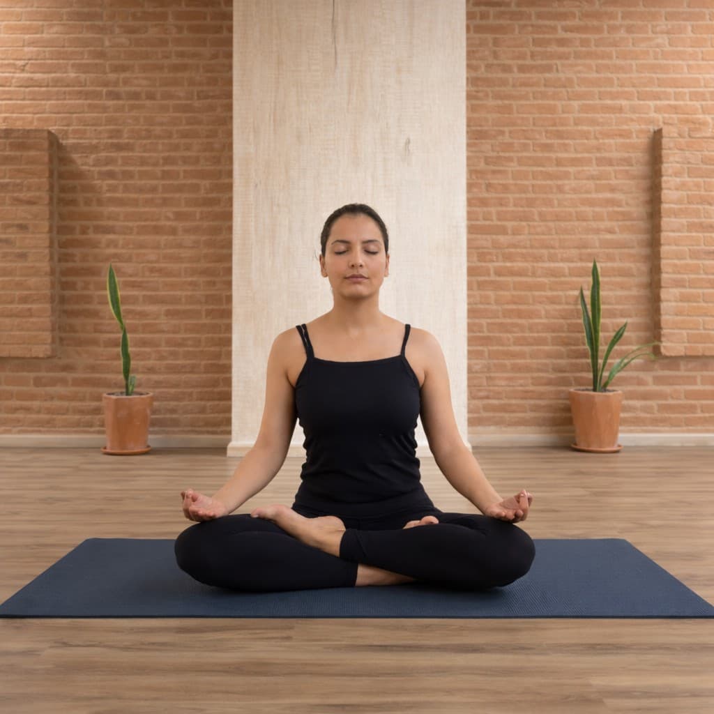 Yoga and meditation in a calm studio — peaceful practice